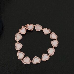 APM Monaco Romantic Heart-Shaped Pink MOP Bracelet